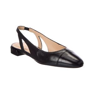 Stuart Weitzman Sleek Leather Slingback Flat, Black